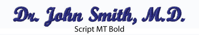 Scrubs Embroidery Script MT Bold